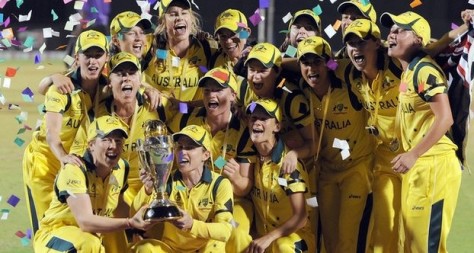 Australia celebrate victory at the Women's Cricket World Cup 2013